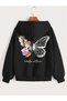 Cardigan - Black Printed Winter Oversized Hooded Zippered Pocketed Cardigan Unisex Clothing
