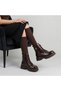 (Park Moda) Women's Casual Lace-Up Boots with Zipper—COFFEE - 4