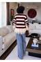 Long, Lace-Trimmed, Striped, Soft Women's Cardigan - 5