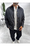 Black Leather Jacket with Zippered Pockets MRK-2341 - 8
