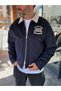 Navy Velvet Jacket with Embossed Collar RES-7004 - 3