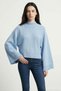 DORG Soft-Textured, Wide Batwing Sleeve, Mock Neck Knit Women's Sweater & Blouse - Orange - 5