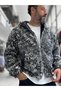 Gray Plush Fleece Jacket with Hood TW-7026 - 5