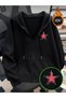 Printed Zipper Hooded Cardigan Unisex Oversize Black Hoodie Streetwear Men Women