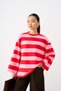 Women's crew neck striped sweatshirt - pink