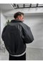 Black Leather Bomber Jacket with Embroidered Back DF-3525/3578 - 3