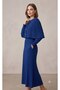 Round-Neck Braided Short Poncho Cardigan, Long-Sleeve Midi Dress with Elastic Waistband and Pleats, Knit Two-Piece Set - 2