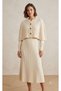 Round-Neck Braided Short Poncho Cardigan, Long-Sleeve Midi Dress with Elastic Waistband and Pleats, Knit Two-Piece Set - 3