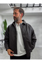 Coffee-Colored Leather Bomber Jacket with Embroidered Back DF-3525/3578 - 4