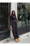 Women's Black Buttoned Brioche Knit Top and Bottom Set - 3