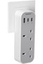 محول كهربائي مزدوج بمنفذين مع 3 منافذ USB (2 منفذ USB-C)