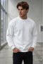 Men's White Crew Neck Hoodless Crew Neck Sweatshirt