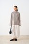 Women's Sweatshirt with Snap Collar Detail, 3-Ply, Light Gray - 3