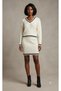 V-Neck, Long-Sleeved, Braided Basic Sweater and Elastic-Waisted, Striped Detail, Knit Skirt Set