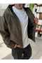 Khaki Hooded Transitional Jacket JJ-141 - 6