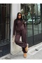 Women's Burgundy-Buttoned Brioche Knit Top and Bottom Set - 7