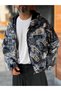 Blue Patterned Hooded Raincoat KNT-4652 - 6