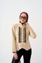 Women's Jacket with Embroidery and Lace Details, Cream - 2
