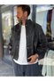 Black Textured Leather Bomber Jacket DF-3419/3497