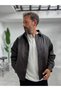 Coffee-Colored Leather Bomber Jacket with Embroidered Back DF-3525/3578 - 3