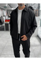 Black Jacket with Buttoned Zippered Pockets WE-5125 - 2