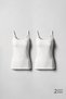 Women's Cotton Two-Piece Set with Spaghetti Straps—Basic Tank Top Set, White - 5