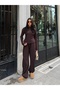 Women's Burgundy-Buttoned Brioche Knit Top and Bottom Set - 4