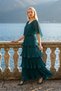 Astra V-Neck Tiered Pleated Long Chiffon Evening Dress - 3