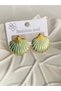 STEEL EARRINGS WITH SEA SHELL DESIGN IN TURQUOISE AND GOLD - 2