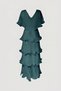 Astra V-Neck Tiered Pleated Long Chiffon Evening Dress - 8