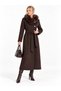 Wool Coat with Fur Trim, Brown - 2