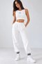 White - Women's Sleeveless Cropped Top - Sweatsuit Set - 3