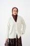 Women's V-Neck Button-Front Knit Cardigan, Cream - 3