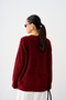 Women's V-Neck Button-Front Knit Cardigan, Burgundy - 4