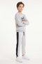 Boys' Round-Neck Sweatsuit Set with Striped Detail and Print - 3