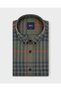 WINTER REGULAR FIT BUTTON-DOWN COLLAR SINGLE-POCKET CHECKED GREEN SHIRT 4120Y