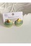 STEEL EARRINGS WITH SEA SHELL DESIGN IN TURQUOISE AND GOLD - 5