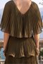 Astra V-Neck Tiered Pleated Long Chiffon Evening Dress - 6