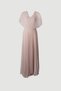 Solena Long Pleated Chiffon V-Neck Cape Detailed Event Evening Dress - 7