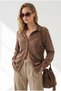 Women's Camel-Colored Mottled Thick Velvet Shirt GML-19001465 - 4