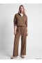 LCW Vision Brown Mock Neck Ruched Women's Sweatshirt, Featuring the ALITA CITY Touch - 2