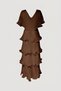 Astra V-Neck Tiered Pleated Long Chiffon Evening Dress - 7