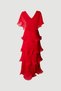 Astra V-Neck Tiered Pleated Long Chiffon Evening Dress - 8