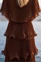 Astra V-Neck Tiered Pleated Long Chiffon Evening Dress - 6