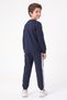 Boys' Round-Neck Sweatsuit Set with Striped Detail and Print - 4