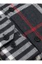 WINTER REGULAR FIT BUTTON-DOWN SHIRT COLLAR SINGLE-POCKET CHECKED ANTHRACITE SHIRT 4120A - 4