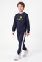 Boys' Round-Neck Sweatsuit Set with Striped Detail and Print - 5