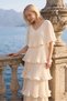 Astra V-Neck Tiered Pleated Long Chiffon Evening Dress - 6