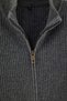 Plus Size Gray Regular Fit High Neck Zippered Knitwear Cardigan Tmnaw27Av00001 - 4