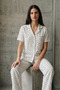 V-Neck Buttoned Casual Snow White Pajama Set - 4
